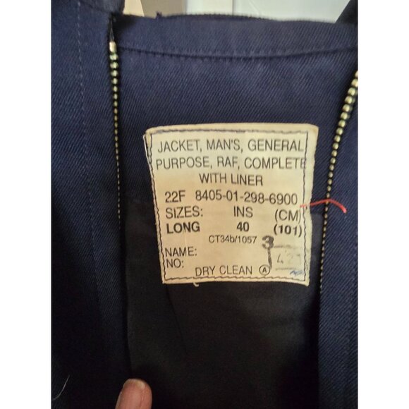 Mens RAF General Purpose Jacket With Liner Size 40 Long Zipper Closure - Picture 2 of 3